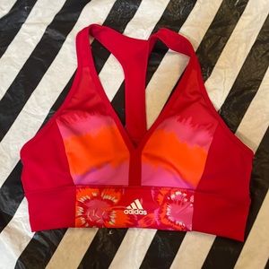 Adidas x Farm Rio Sz M Red Orange & Pink Sports Bra